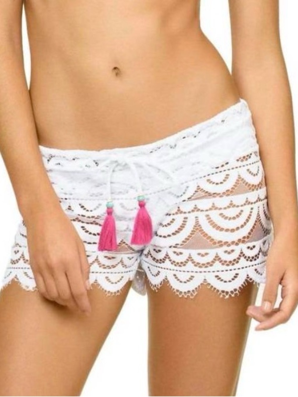 NEW PQ SWIM lexi short in water lily white lace cutout intricate unique boho